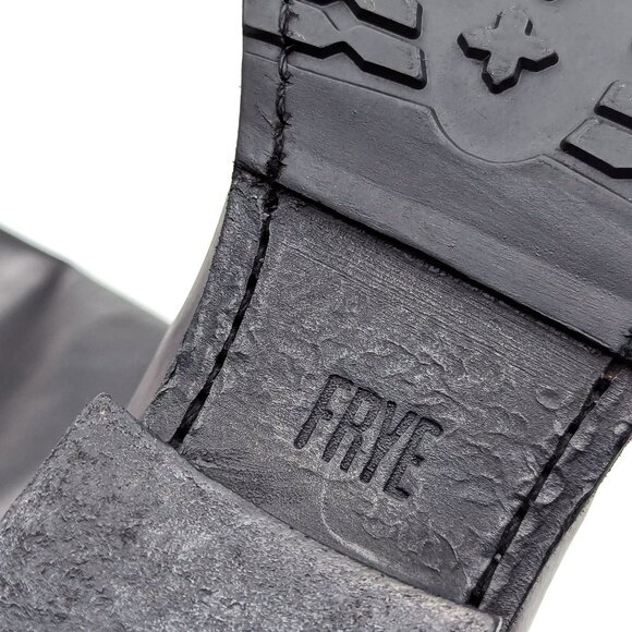 Frye Women Melissa Button Black Leather Equestrian Riding Lug Sole Boots Size 6 - Picture 10 of 11